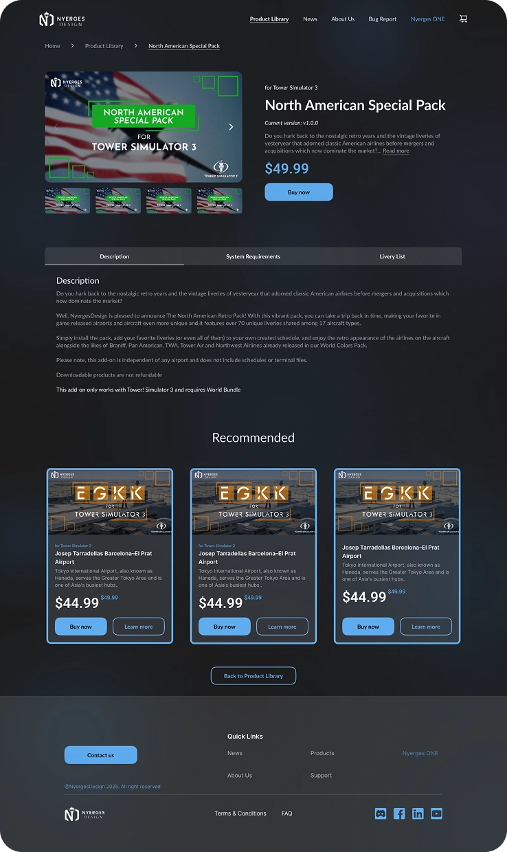 Product detail page for North American Special Pack